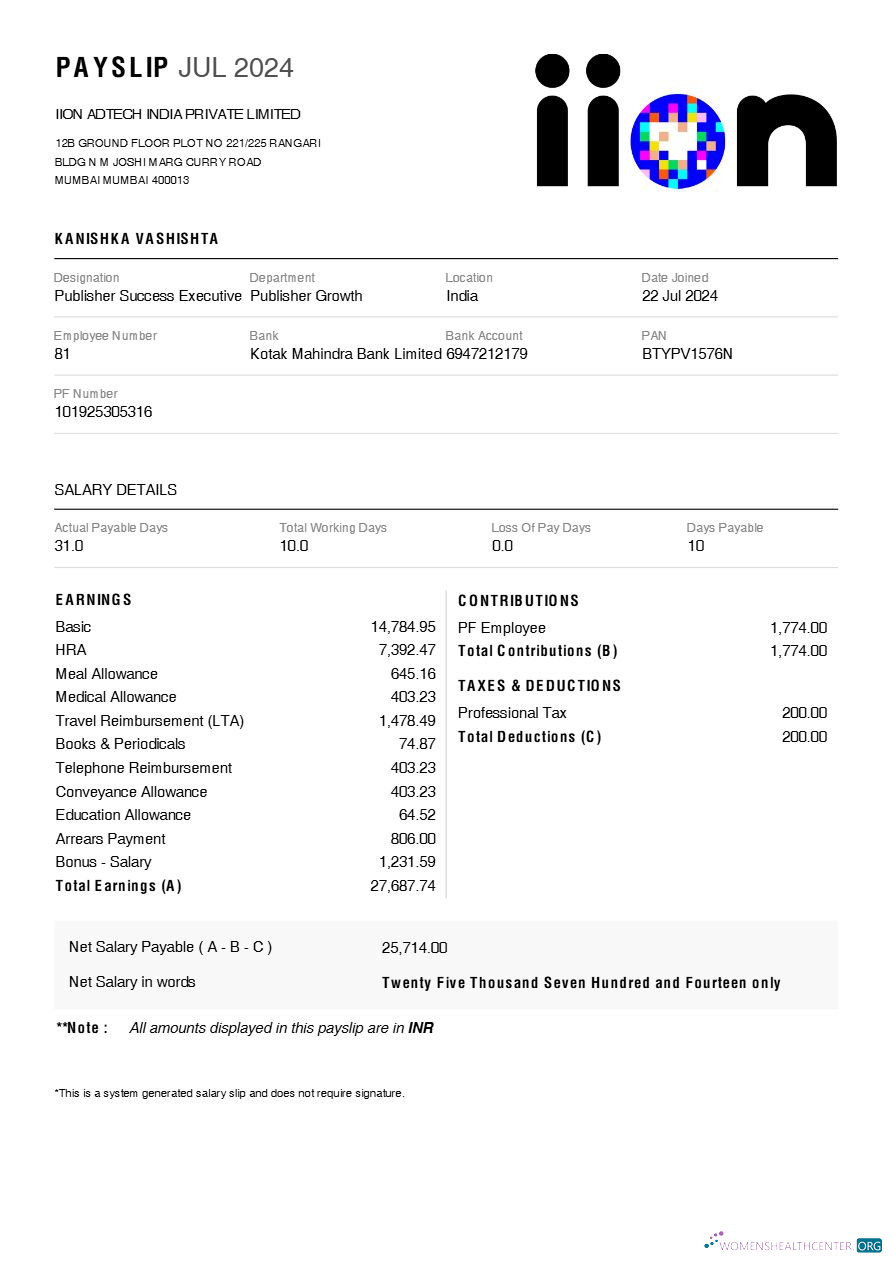 Download IION Adtech India payslip template in Word and PDF formats.pdf, 1 Photoshop template